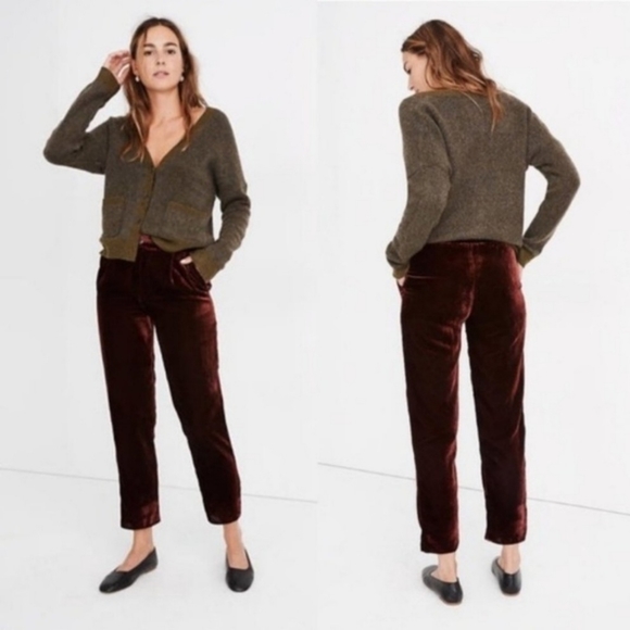 Madewell Red Velvet Tapered Pleat Pull-On Pants XS - Picture 5 of 15